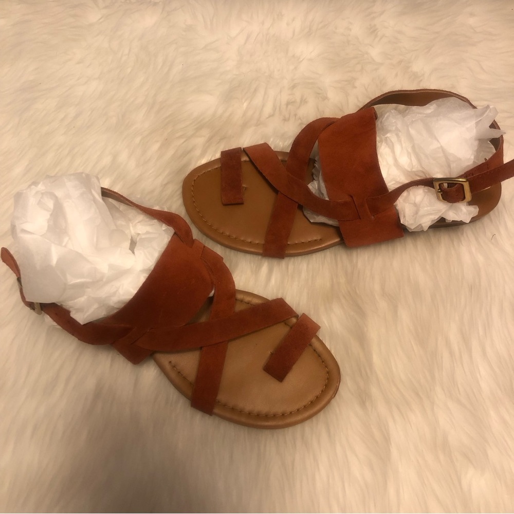 Franco Sarto Women's GIA Slingback Sandal Size 7M Orange Suede Flat
